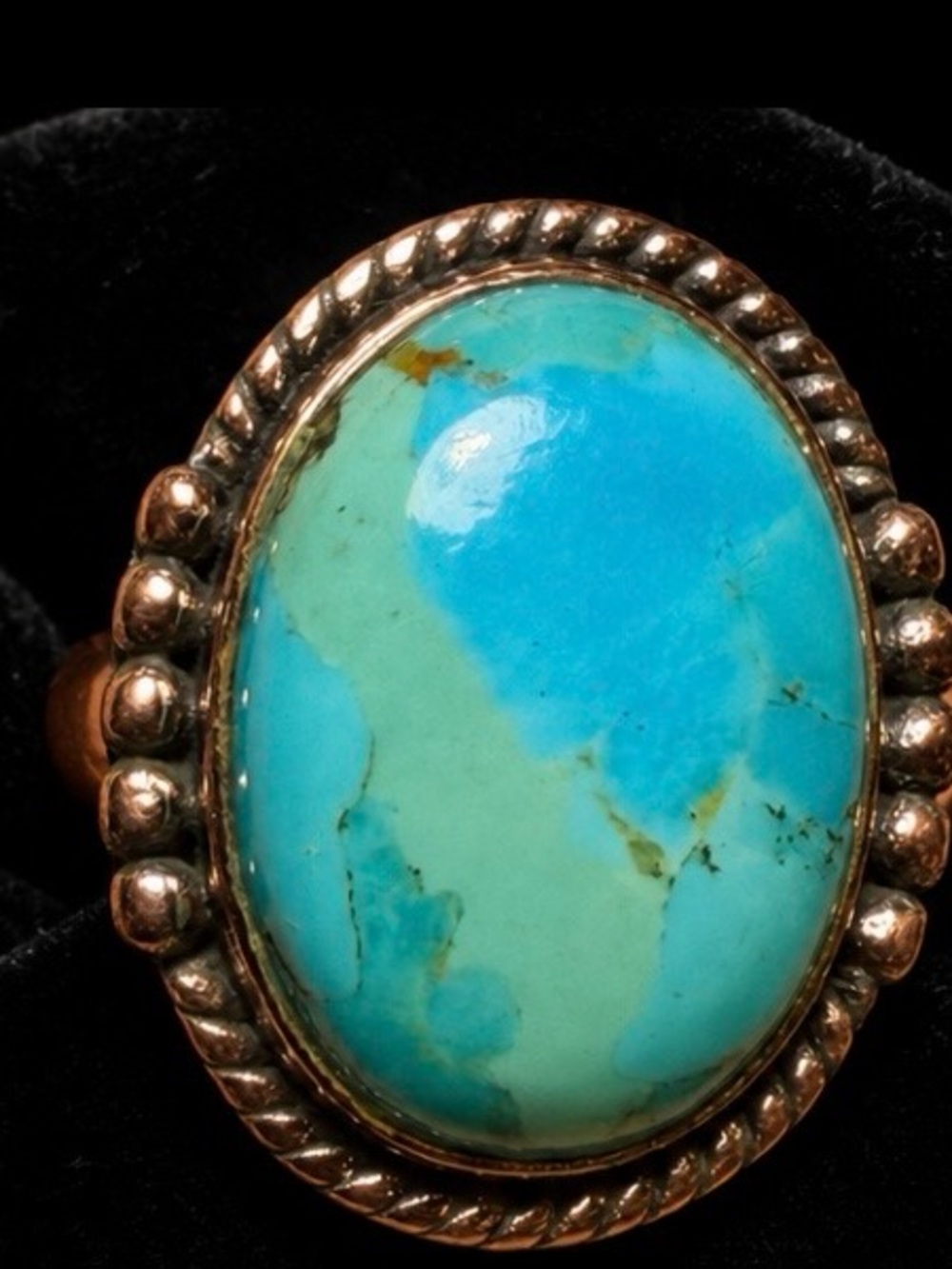 Kingman Turquoise Adjustable Ring – Copper Statement Ring Stunning!